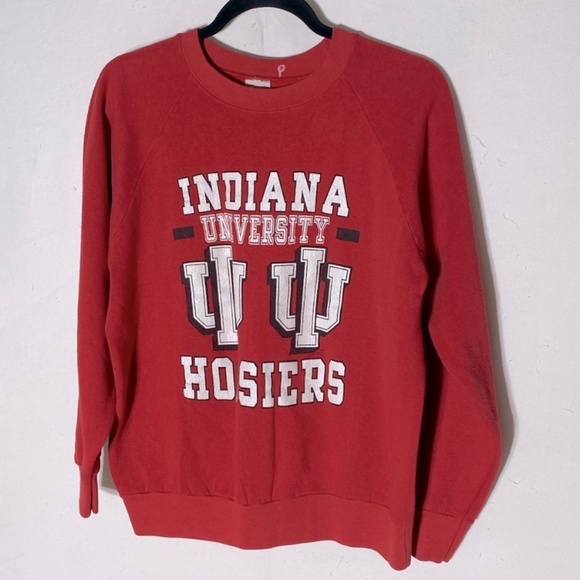 Vintage Ebert Sportswear Red Indiana University Hoosiers Crew Neck Sweatshirt L - Picture 1 of 15
